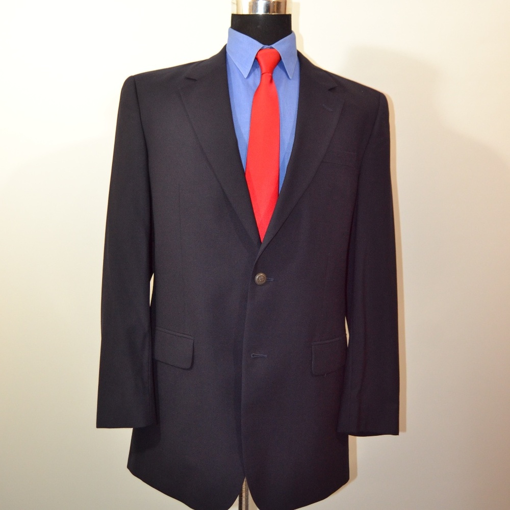 Jos A Bank 41L Sport Coat Blazer Suit Jacket Navy